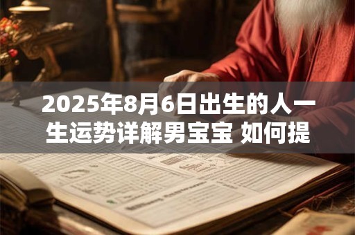 详细阅读:2025年8月6日出生的人一生运势详解男宝宝 如何提高财运 2025年8月6日出生的人一生运势详解男宝宝 如何提高财运