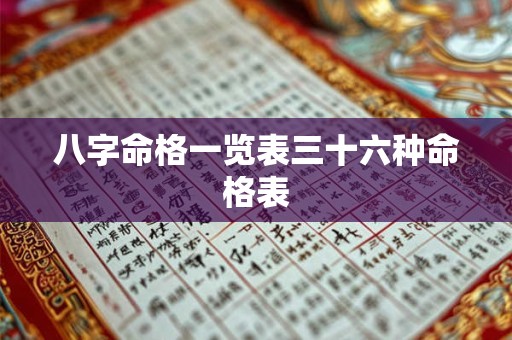 八字命格一览表三十六种命格表 八字命格一览表三十六种命格表