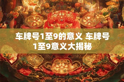 车牌号1至9的意义 车牌号1至9意义大揭秘