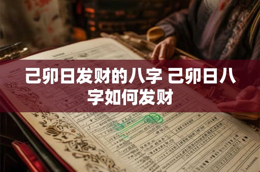 己卯日发财的八字 己卯日八字如何发财