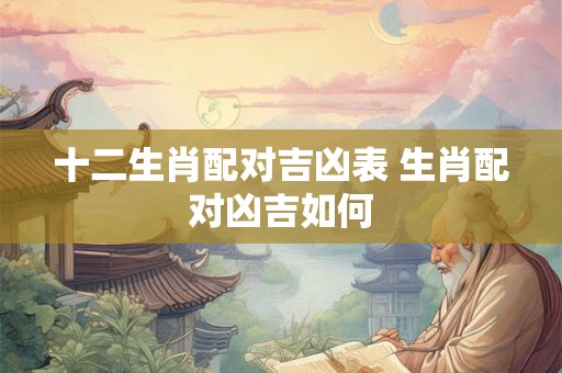 十二生肖配对吉凶表 生肖配对凶吉如何