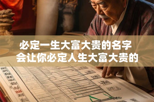 必定一生大富大贵的名字 会让你必定人生大富大贵的名字是什么