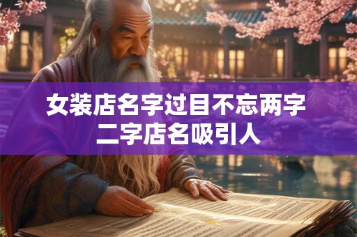 女装店名字过目不忘两字 二字店名吸引人