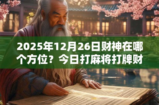 2025年12月26日财神在哪个方位?今日打麻将打牌财运方位 2025年12月26日财神在哪个方位?今日打麻将打牌财运方位