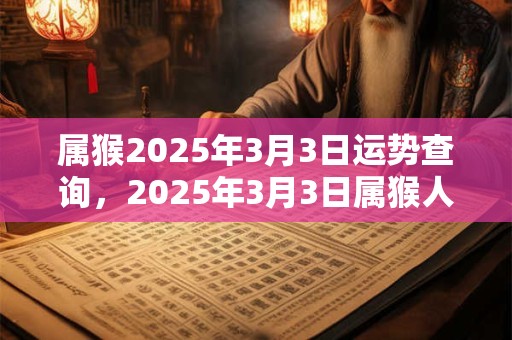 属猴2025年3月3日运势查询，2025年3月3日属猴人运势好吗？