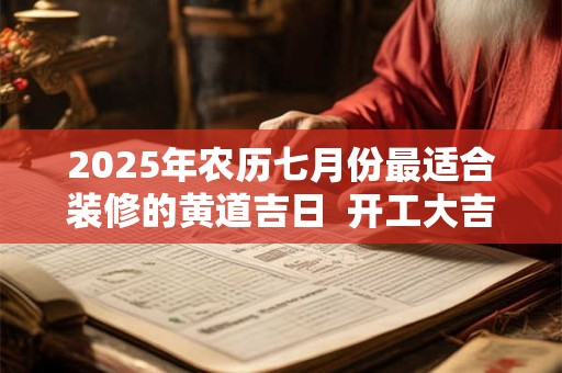 2025年农历七月份最适合装修的黄道吉日  开工大吉日