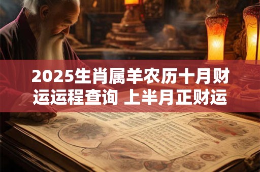2025生肖属羊农历十月财运运程查询 上半月正财运比较旺
