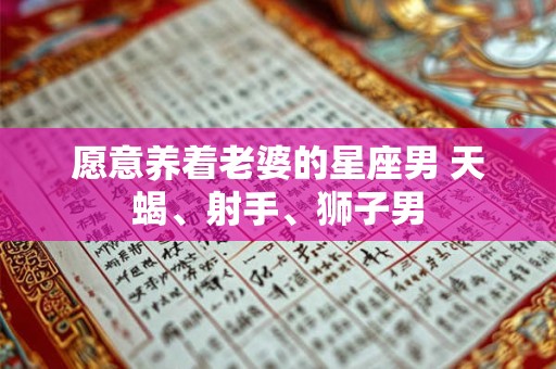 愿意养着老婆的星座男 天蝎、射手、狮子男