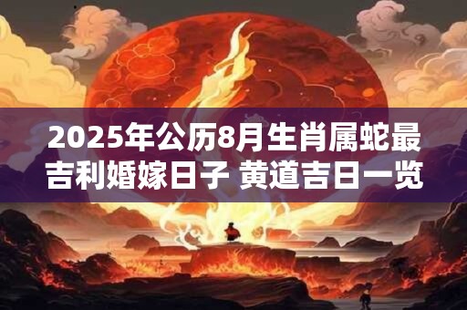 2025年公历8月生肖属蛇最吉利婚嫁日子 黄道吉日一览表