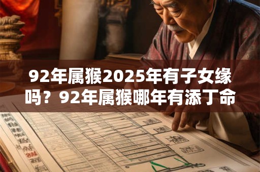 92年属猴2025年有子女缘吗？92年属猴哪年有添丁命？