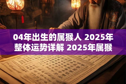 04年出生的属猴人 2025年整体运势详解 2025年属猴运势好吗