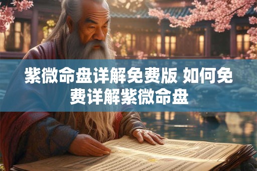 紫微命盘详解免费版 如何免费详解紫微命盘