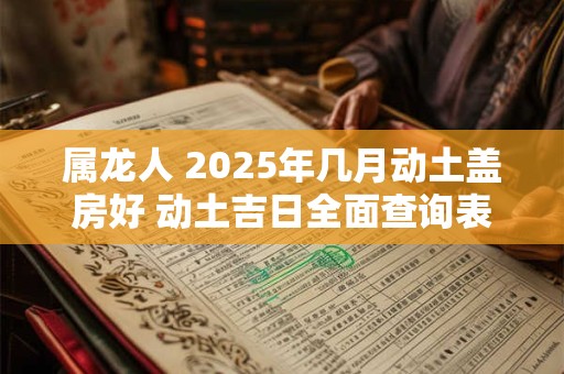 属龙人 2025年几月动土盖房好 动土吉日全面查询表