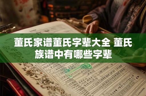 董氏家谱董氏字辈大全 董氏族谱中有哪些字辈