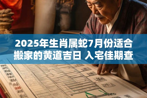 2025年生肖属蛇7月份适合搬家的黄道吉日 入宅佳期查询