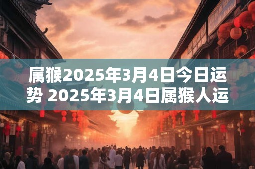 属猴2025年3月4日今日运势 2025年3月4日属猴人运势