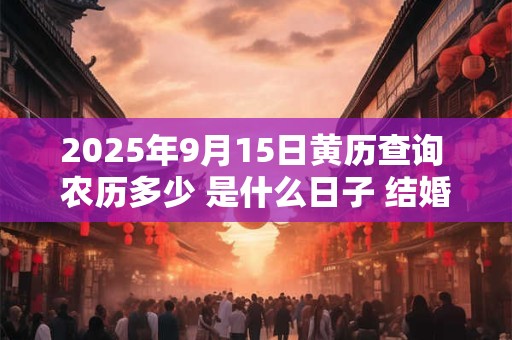 2025年9月15日黄历查询 农历多少 是什么日子 结婚吉时