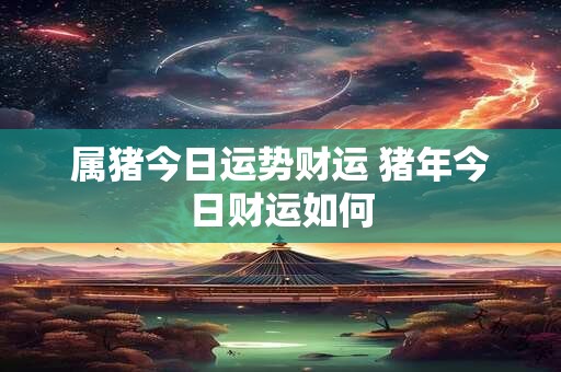 属猪今日运势财运 猪年今日财运如何