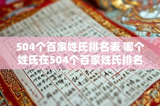 504个百家姓氏排名表 哪个姓氏在504个百家姓氏排名表中排名第一