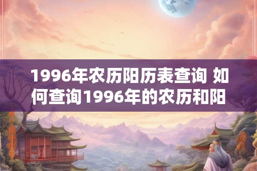 1996年农历阳历表查询 如何查询1996年的农历和阳历