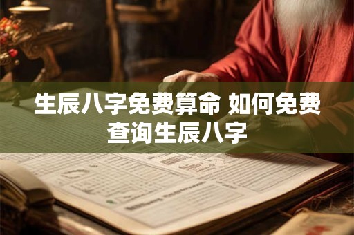 生辰八字免费算命 如何免费查询生辰八字
