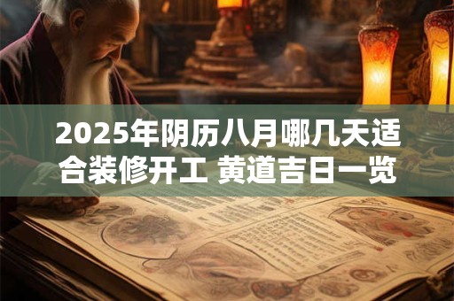 2025年阴历八月哪几天适合装修开工 黄道吉日一览表