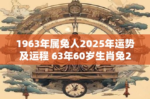 1963年属兔人2025年运势及运程 63年60岁生肖兔2025年每月运势