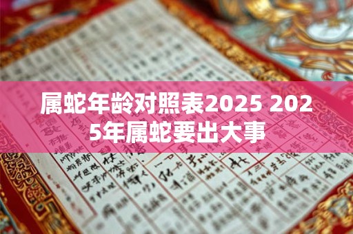属蛇年龄对照表2025 2025年属蛇要出大事