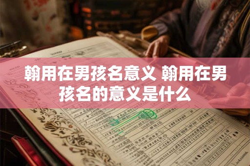 翰用在男孩名意义 翰用在男孩名的意义是什么