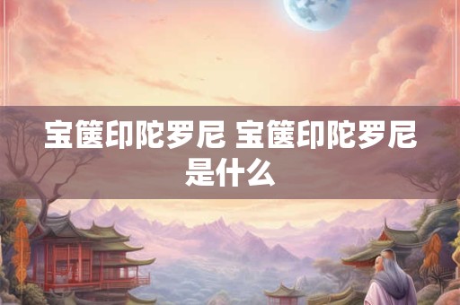 宝箧印陀罗尼 宝箧印陀罗尼是什么