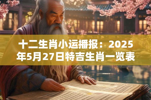 十二生肖小运播报：2025年5月27日特吉生肖一览表