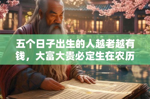 五个日子出生的人越老越有钱，大富大贵必定生在农历几月？