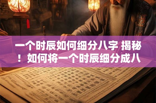 一个时辰如何细分八字 揭秘！如何将一个时辰细分成八字