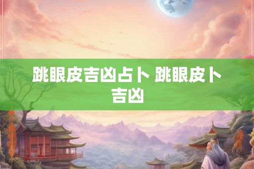 跳眼皮吉凶占卜 跳眼皮卜吉凶