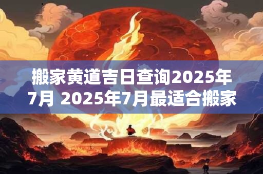 搬家黄道吉日查询2025年7月 2025年7月最适合搬家的黄道吉日是什么
