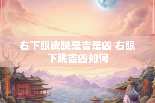 右下眼皮跳是吉是凶 右眼下跳吉凶如何