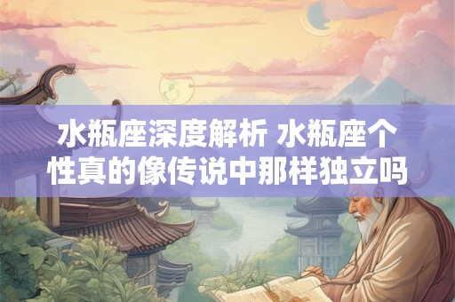 水瓶座深度解析 水瓶座个性真的像传说中那样独立吗