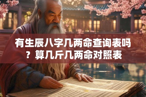 有生辰八字几两命查询表吗？算几斤几两命对照表