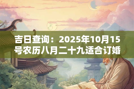 吉日查询：2025年10月15号农历八月二十九适合订婚吗