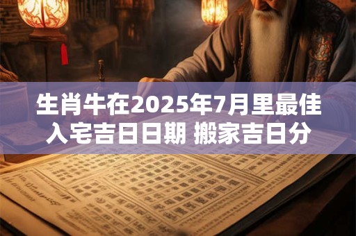 生肖牛在2025年7月里最佳入宅吉日日期 搬家吉日分析