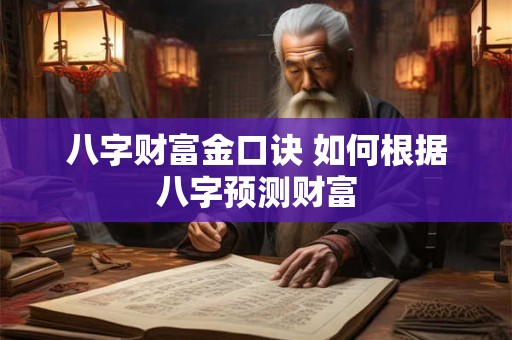 八字财富金口诀 如何根据八字预测财富