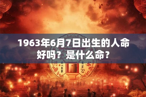 1963年6月7日出生的人命好吗？是什么命？