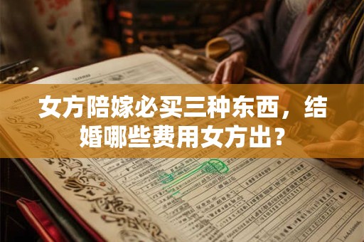 女方陪嫁必买三种东西，结婚哪些费用女方出？