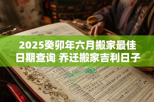 2025癸卯年六月搬家最佳日期查询 乔迁搬家吉利日子