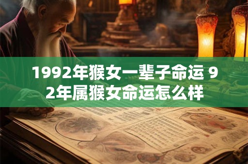 1992年猴女一辈子命运 92年属猴女命运怎么样