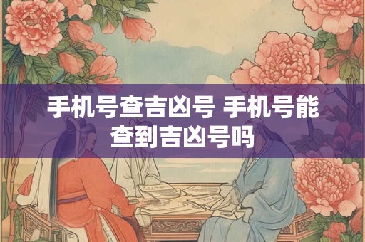 手机号查吉凶号 手机号能查到吉凶号吗