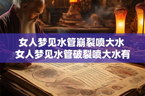 女人梦见水管崩裂喷大水 女人梦见水管破裂喷大水有什么意义