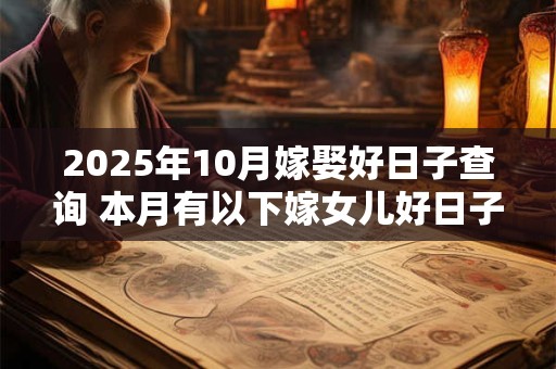 2025年10月嫁娶好日子查询 本月有以下嫁女儿好日子