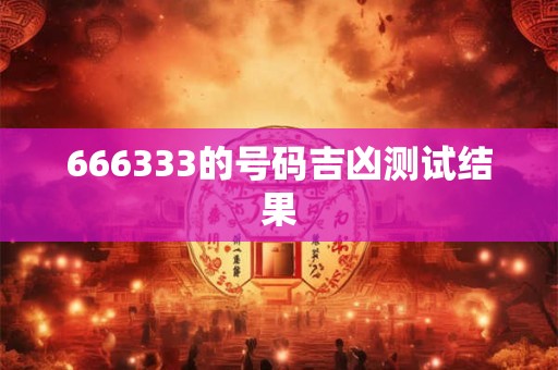 666333的号码吉凶测试结果