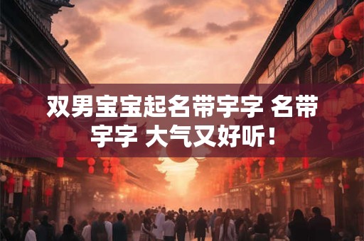 双男宝宝起名带宇字 名带宇字 大气又好听！